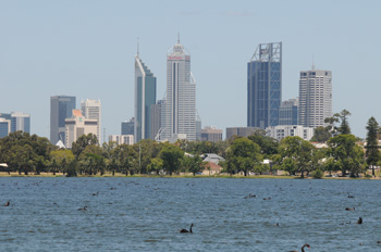 Perth skyline from Lake Monger