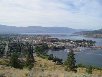 Kelowna looking south down the Okanagan Valley from Knox Mountain