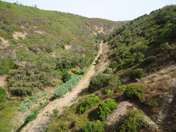 Barragem de Bravura outlet stream was almost dry