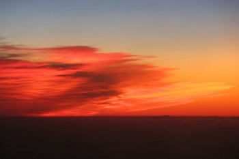 Sunset from the plane leaving The Gambia