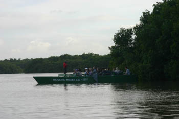 Boating on Caroni Swamp