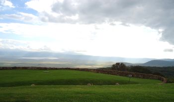 View over the crater from Ngorongoro Sopa Lodge and our G & T spot